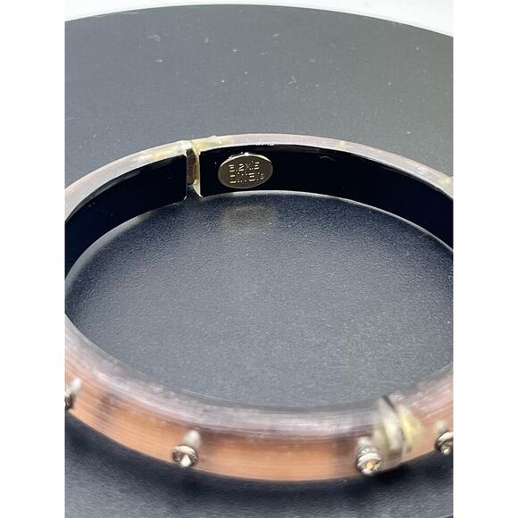 Alexis Bittar Neo Bohemian' Brown Gray Lucite‎ & Crystal Hinge Cuff Bracelet - Picture 7 of 16